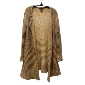 Deane & White Brown Knit Open Cardigan Sweater Size M Bell Sleeves Cozy Boho